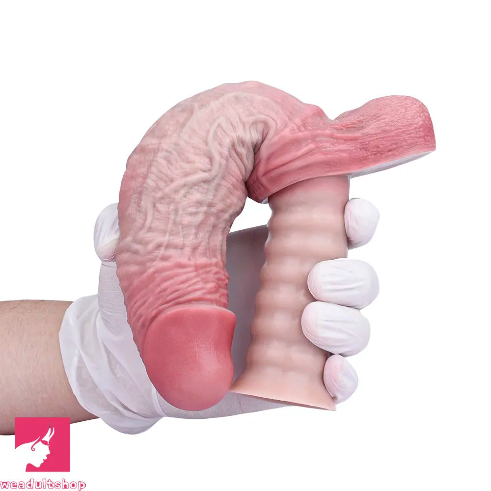 11.1in Real Feeling Double Layer Silicone Soft Handle Flexible Love Dildo