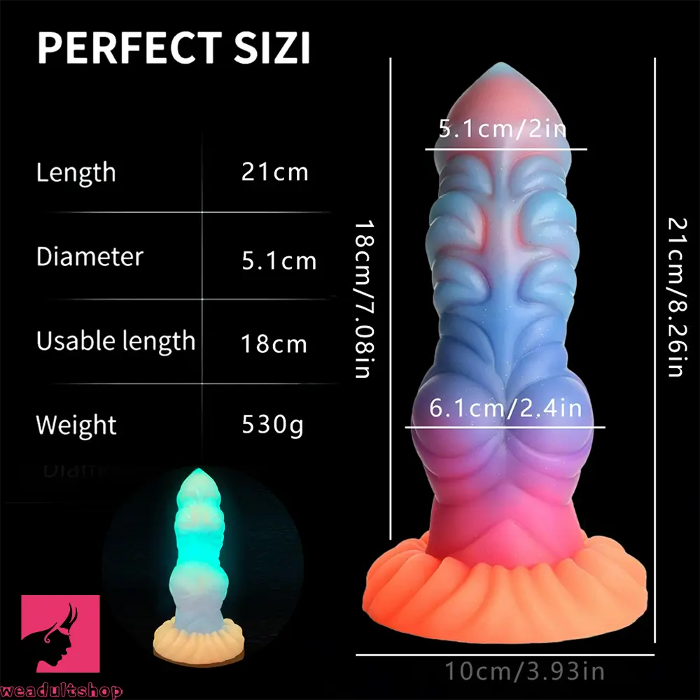 8.26in Creature Knot Silicone Fantasy Luminous Flexible Feeling Dildo
