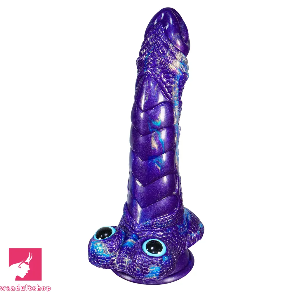 9.05in Dragon Scale Armor Animal Vibrating Dildo With Tapered Head Toy