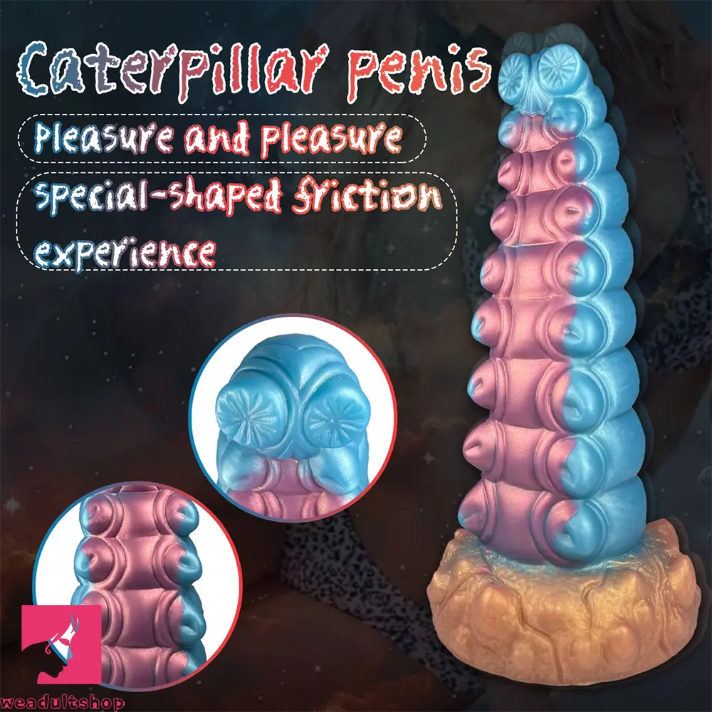 7.87in Tentacle Caterpillar Penis Fantasy Silicone Soft Dildo For Massage