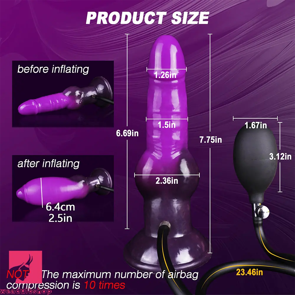 7.75in Big O Knot Silicone Inflatable Dildo Adult Gay Lesbian Cock Toy