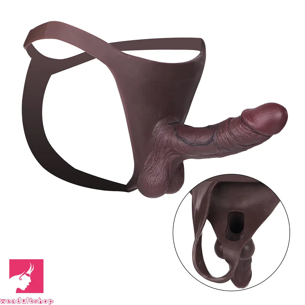 7.48in Hollow Strap on Silicone Soft Dildo Panty For Manual Climax Cock