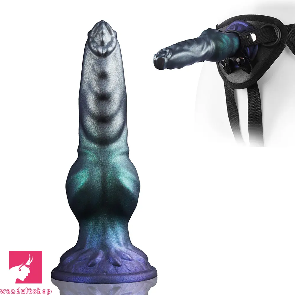 7.48in Strap on Monster Dog Knot Silicone Dildo Vaginal G-spot Sex Toy