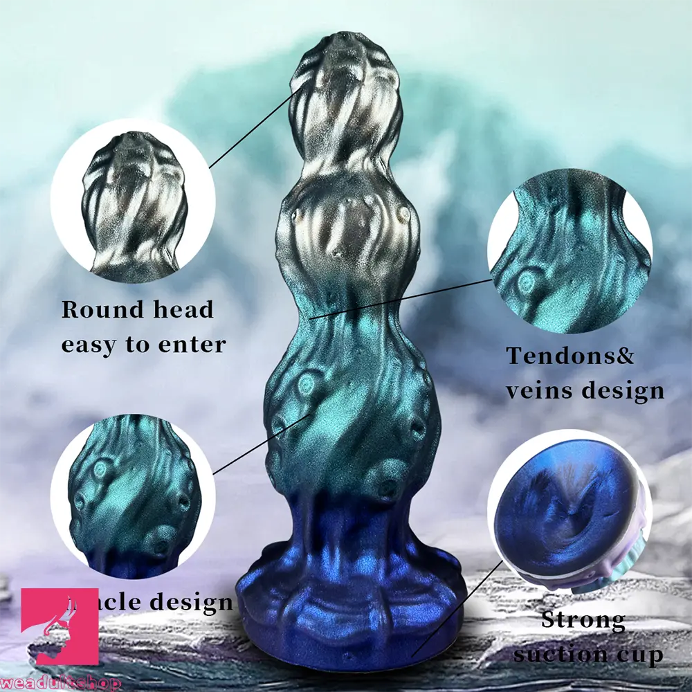 7.87in Tentacle Fantasy Knot Silicone Dildo Couple Intimacy Game Cock