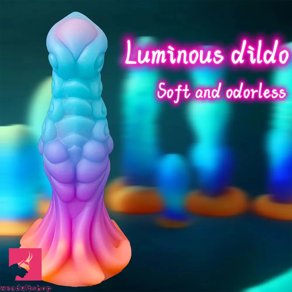 7.87in Monster Knot Luminous Dildo With Ribs Adult Sex Masturbator