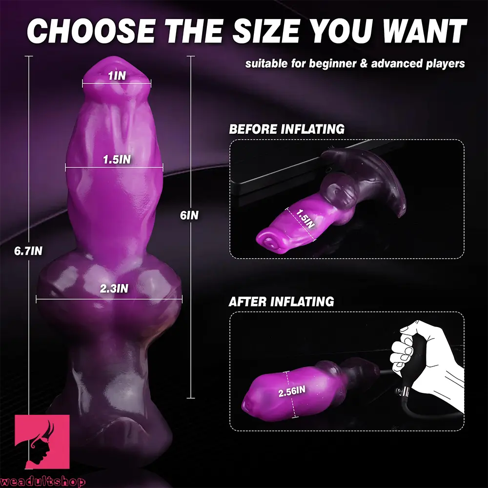 6.69in Monster Knot Inflatable Dildo For Anal Vaginal Knot Massage Toy