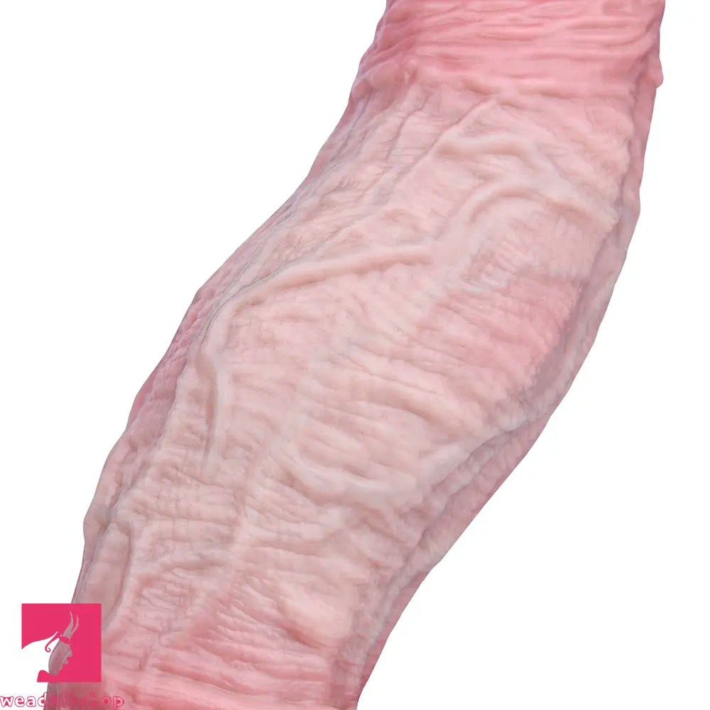 11.1in Real Feeling Double Layer Silicone Soft Handle Flexible Love Dildo