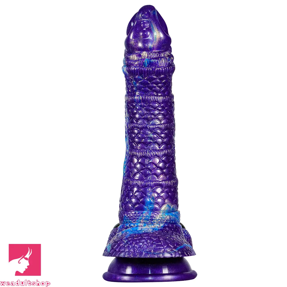 9.05in Dragon Scale Armor Animal Vibrating Dildo With Tapered Head Toy