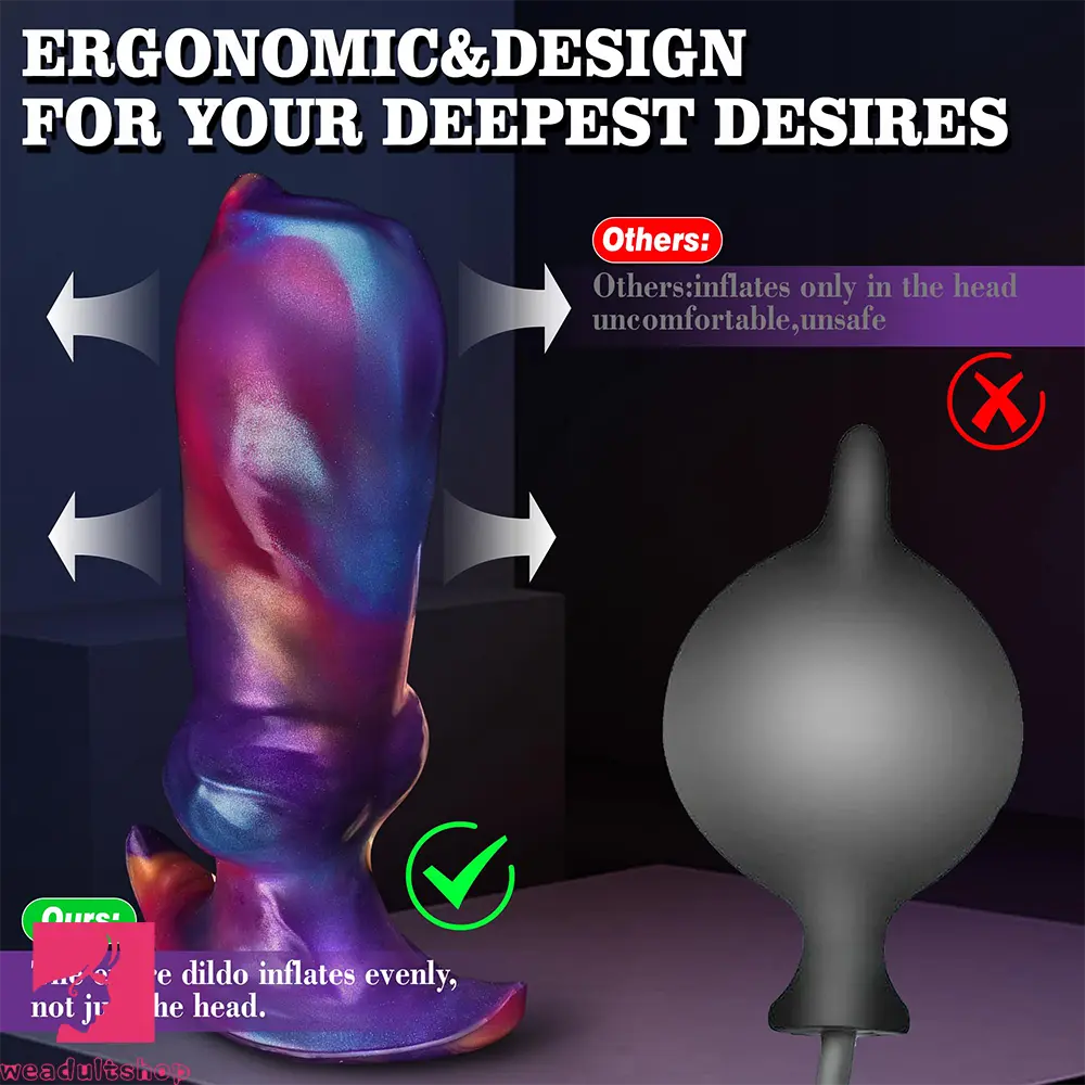 6.69in Monster Knot Inflatable Dildo For Anal Vaginal Knot Massage Toy