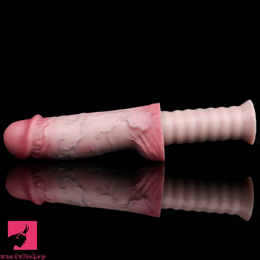 11.02in Real Feeling Double Layer Silicone Soft Handle Handhold Dildo