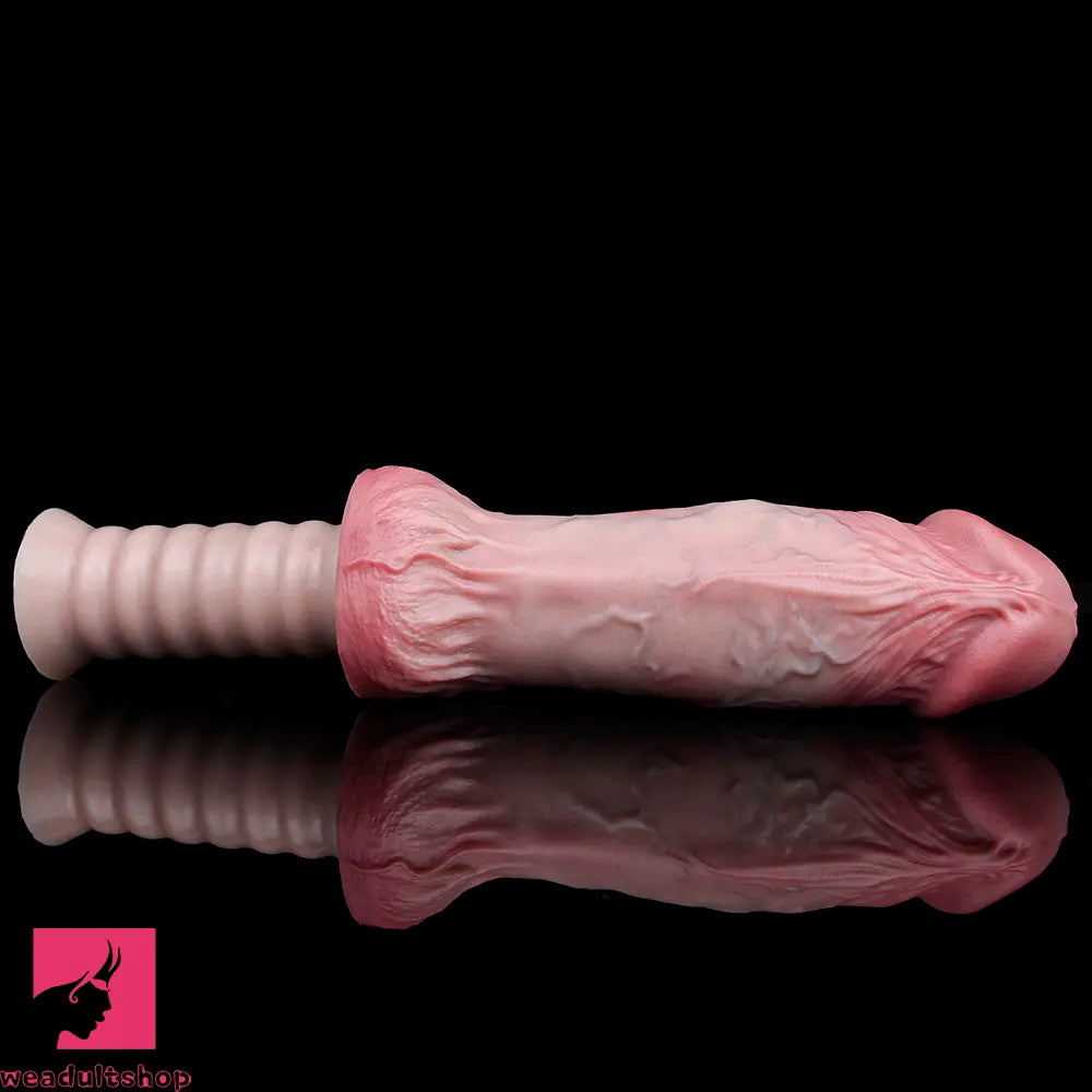 11.02in Real Feeling Double Layer Silicone Soft Handle Handhold Dildo