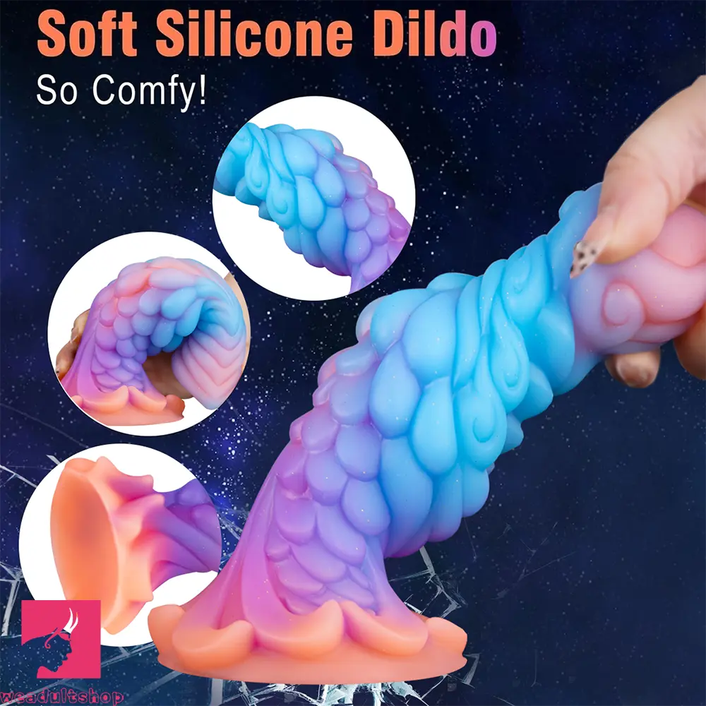 7.87in Monster Knot Luminous Dildo With Ribs Adult Sex Masturbator