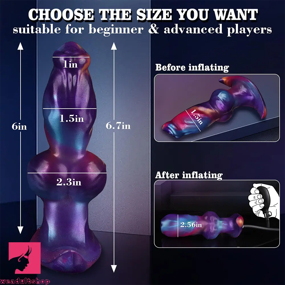 6.69in Monster Knot Inflatable Dildo For Anal Vaginal Knot Massage Toy