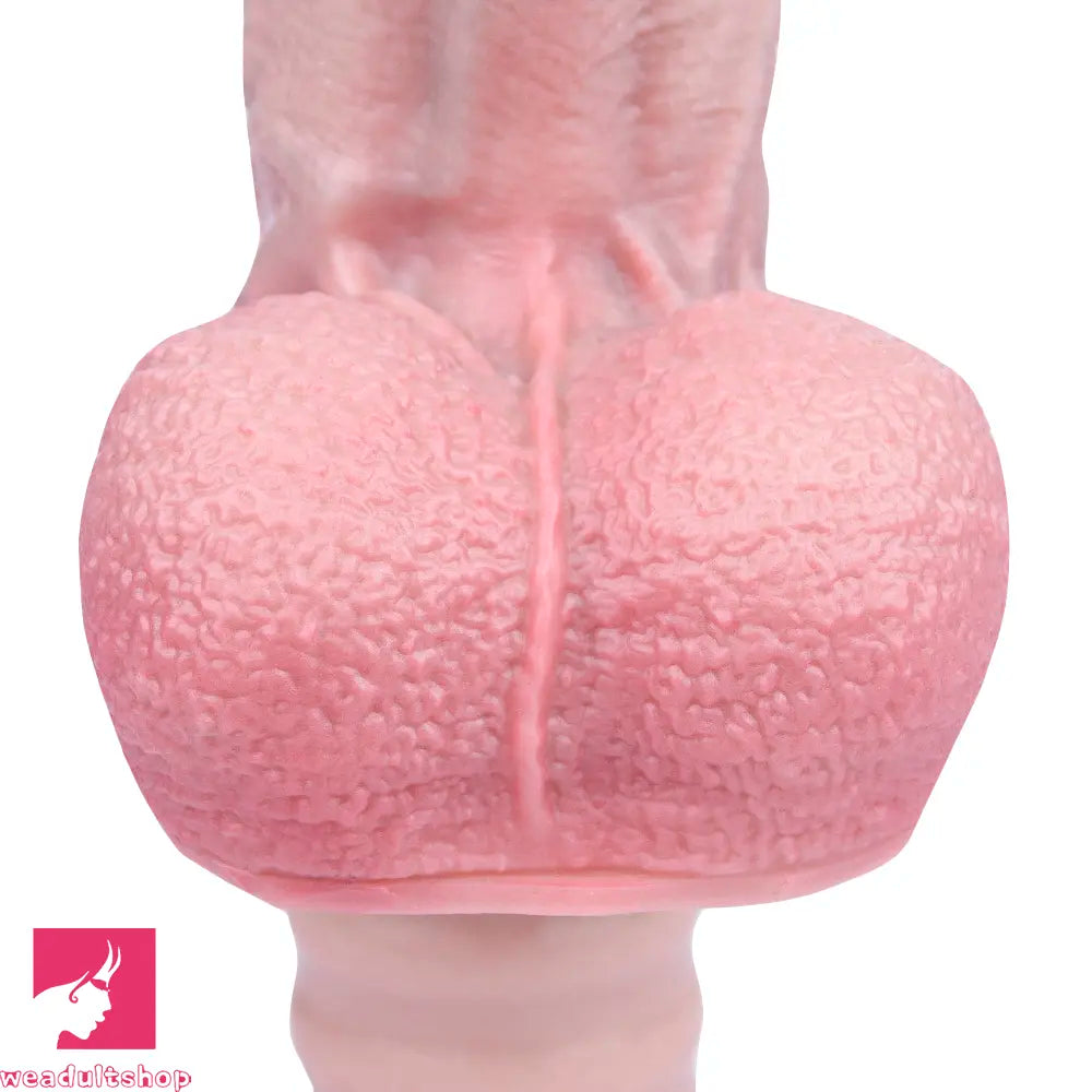 10.9in Real Feeling Double Layer Silicone Soft Handle Dildo For Massage