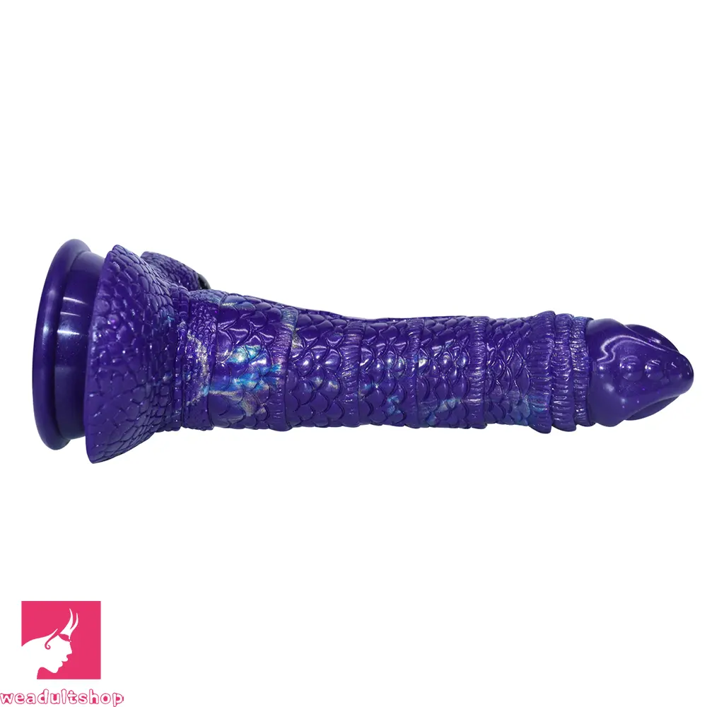 9.05in Dragon Scale Armor Animal Vibrating Dildo With Tapered Head Toy