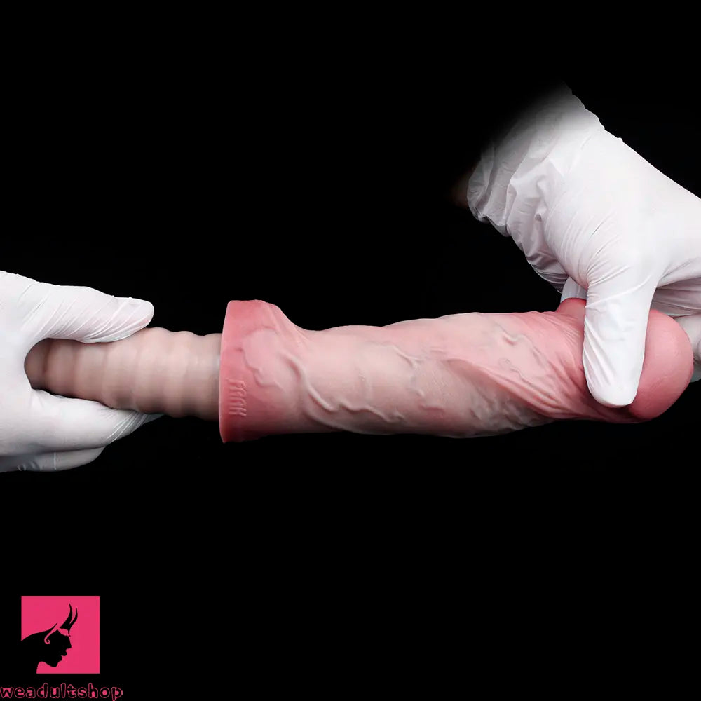 11.02in Real Feeling Double Layer Silicone Soft Handle Handhold Dildo