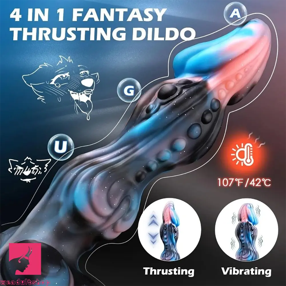 9.72in Thrusting Dragon Monster Fantasy 4IN1 Knot Dildo Automatic Heating