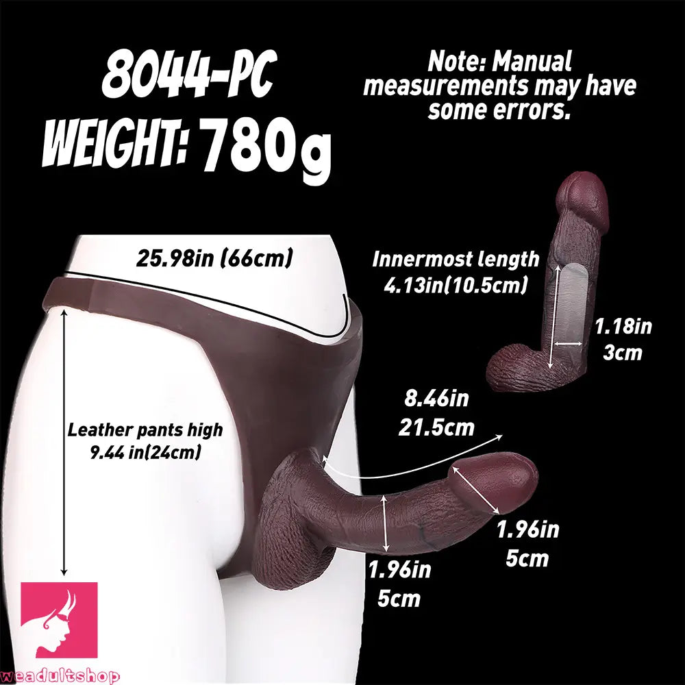 8.46in Silicone Soft Big Hollow Strap on Dildo Panty Manual Climax Cock