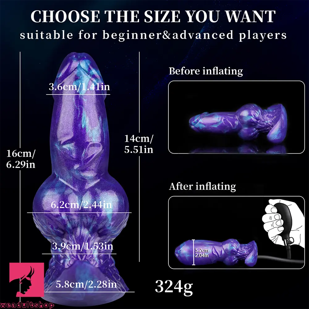 6.29in Inflatable Dog Knot Silicone Dildo Hands-free Play Adult Feel Cock
