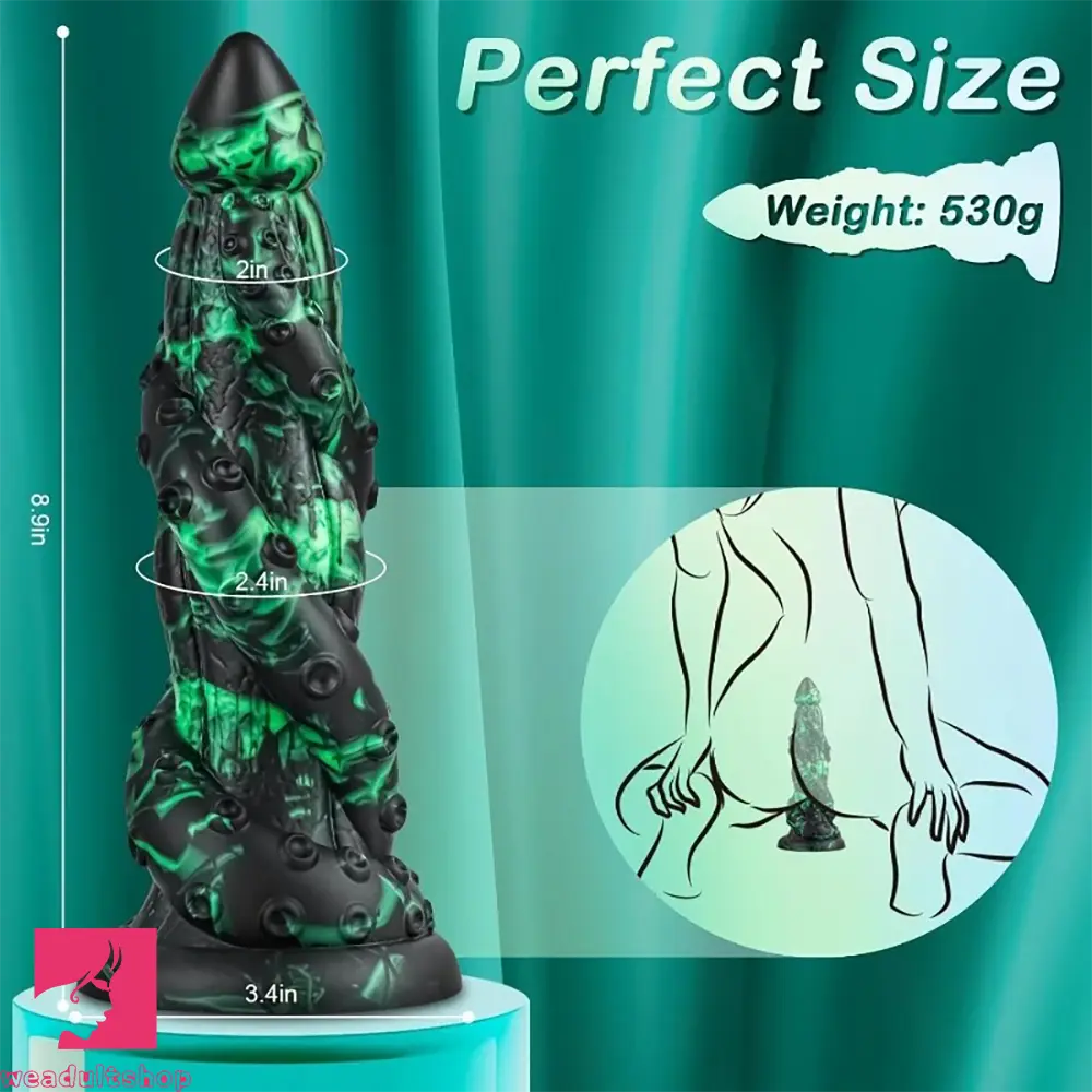 8.9in Dragon Tentacle Monster 2 Big O Design Silicone Soft Dildo For Sex