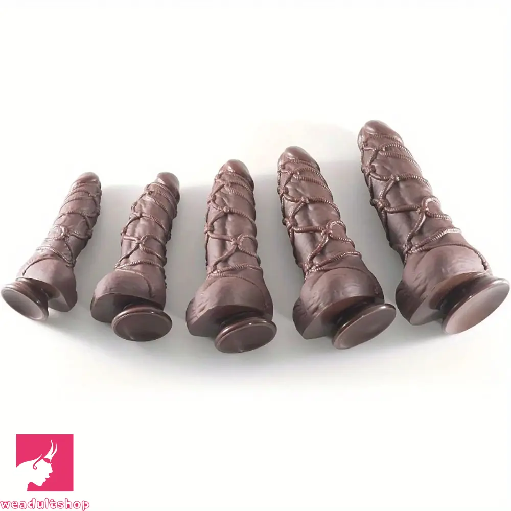 10.75in Thick Odd Fantasy Big Silicone Soft Dildo With BDSM Hemp Rope