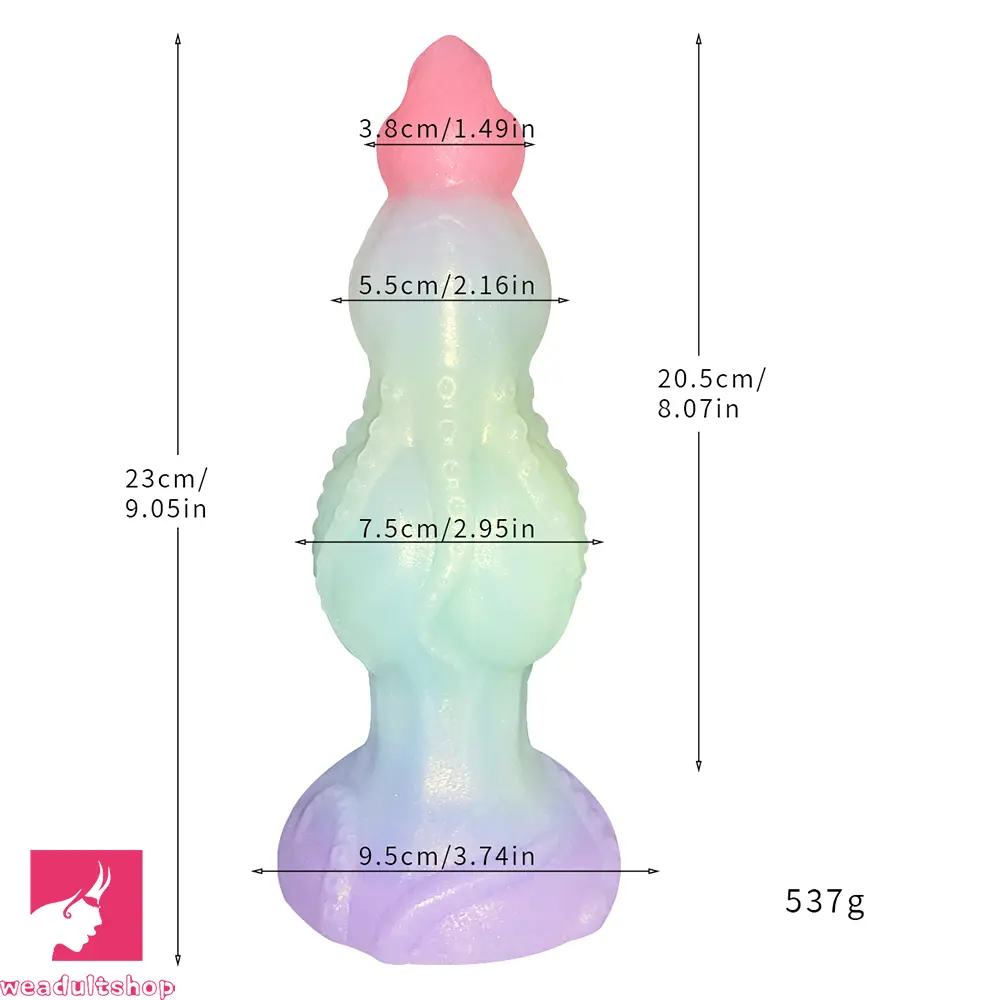9.05in Tentacle Tapered End Silicone Dildo For Hands-free Adult Toy