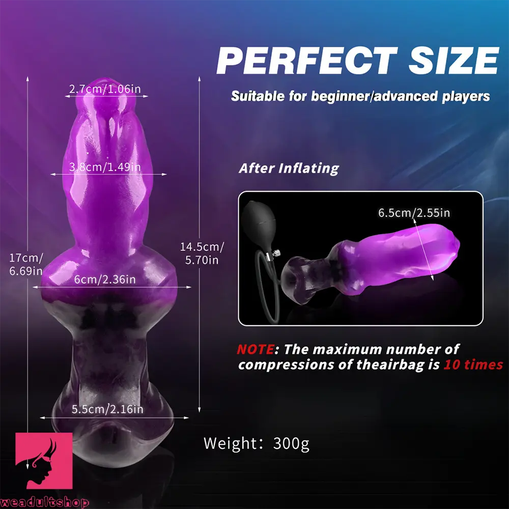 6.69in Monster Knot Inflatable Dildo For Anal Vaginal Knot Massage Toy