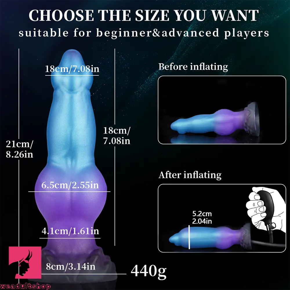 8.26in Fantasy Monster Knot Inflatable Silicone Dildo Realistic Felt Love