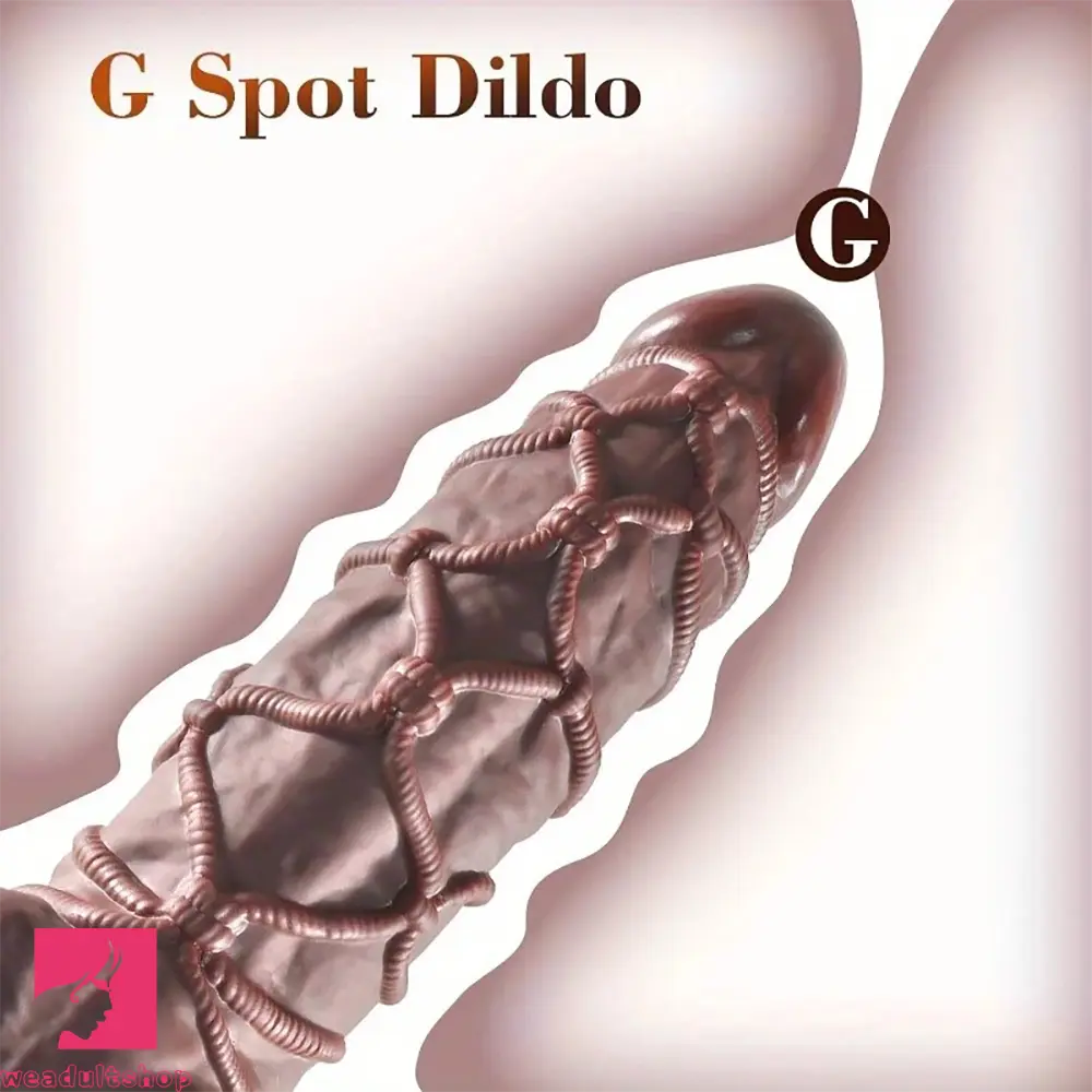 10.75in Thick Odd Fantasy Big Silicone Soft Dildo With BDSM Hemp Rope
