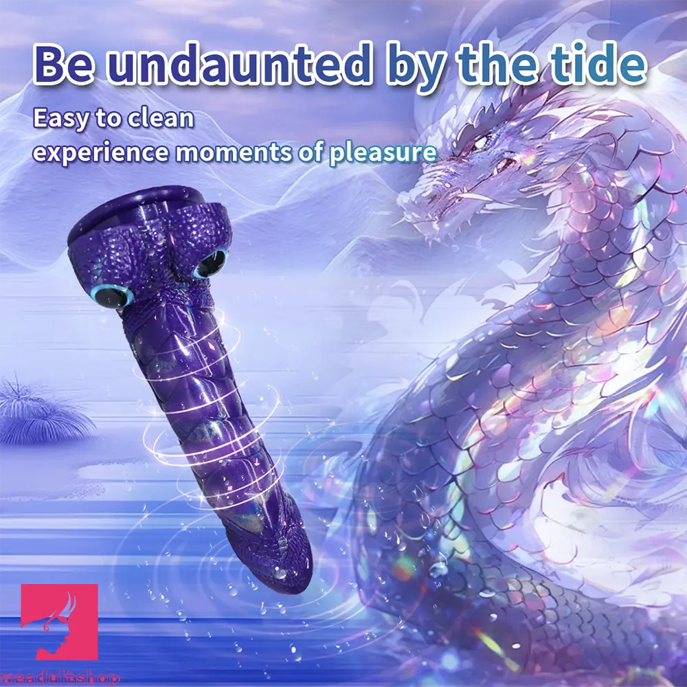 9.05in Dragon Scale Armor Animal Vibrating Dildo With Tapered Head Toy