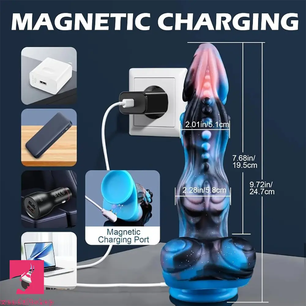 9.72in Thrusting Dragon Monster Fantasy 4IN1 Knot Dildo Automatic Heating