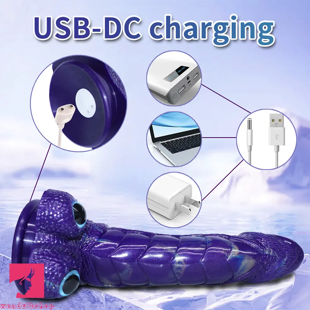 9.05in Dragon Scale Armor Animal Vibrating Dildo With Tapered Head Toy