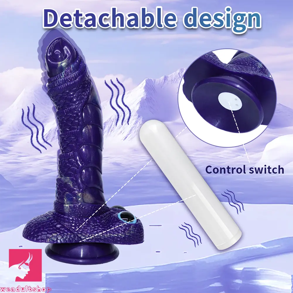 9.05in Dragon Scale Armor Animal Vibrating Dildo With Tapered Head Toy