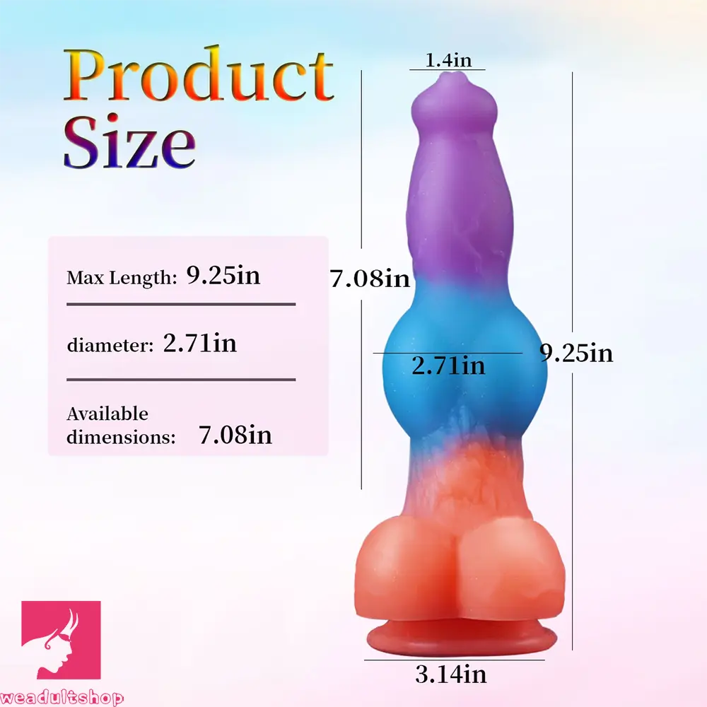 9.25in Vibrating Ejaculating Dog Knot Silicone Luminous Dildo For Feeling