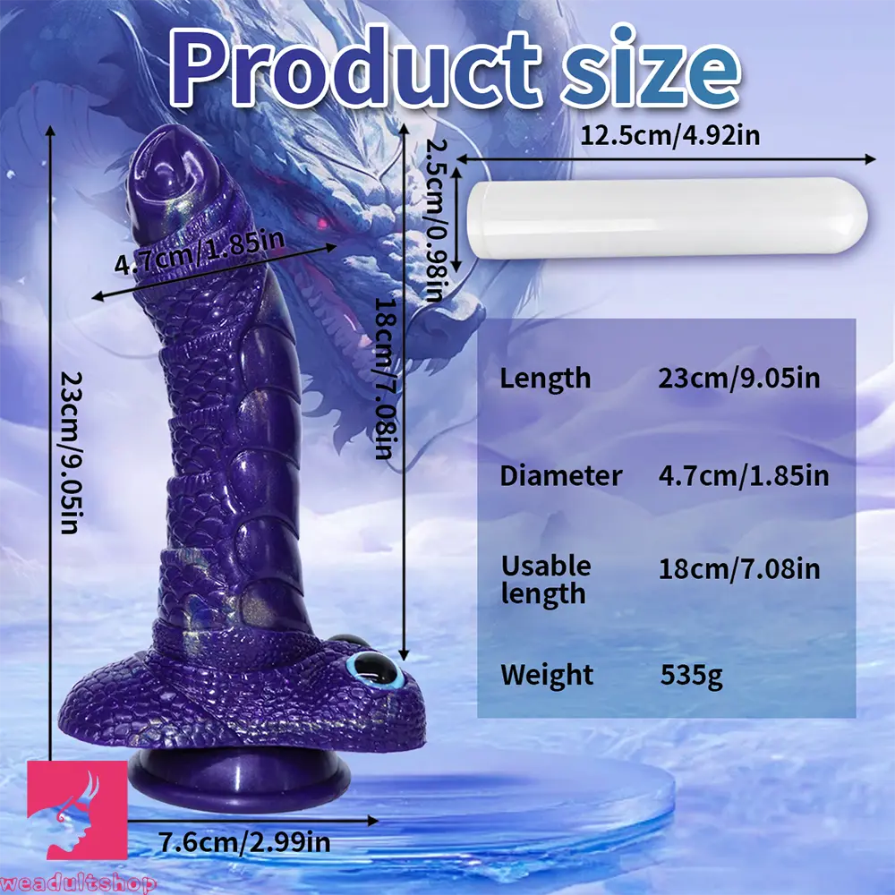 9.05in Dragon Scale Armor Animal Vibrating Dildo With Tapered Head Toy