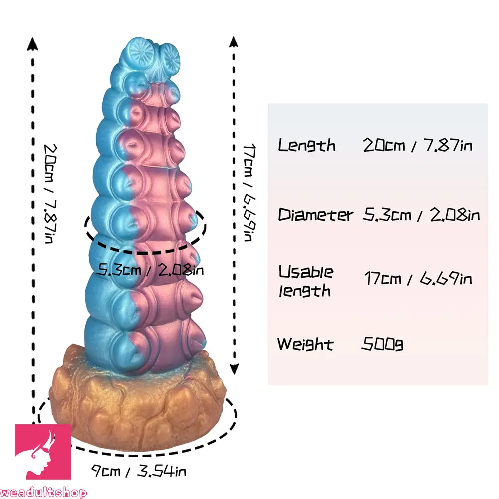 7.87in Tentacle Caterpillar Penis Fantasy Silicone Soft Dildo For Massage