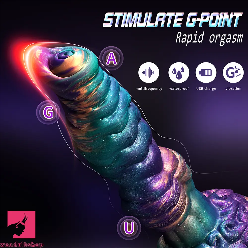 10.3in Monster Knot Thrusting Vibrating Fantasy Odd Stretching Cock Dildo