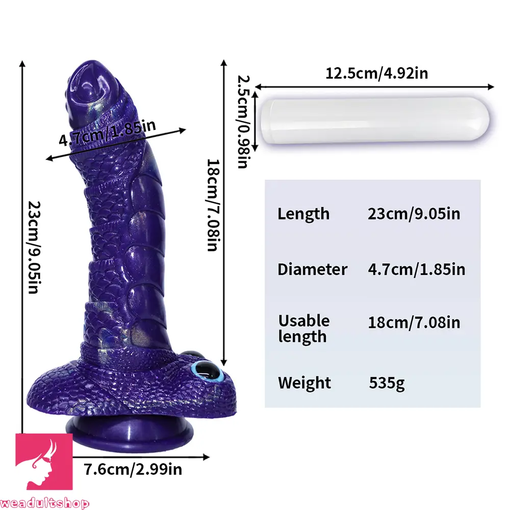 9.05in Dragon Scale Armor Animal Vibrating Dildo With Tapered Head Toy