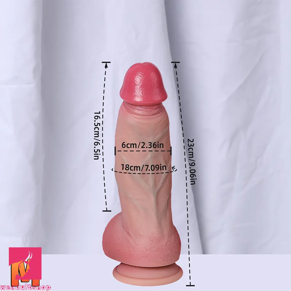 7.68in 9.06in 11.61in Dual Density Silicone Big Soft Dildo Lifelike Cock