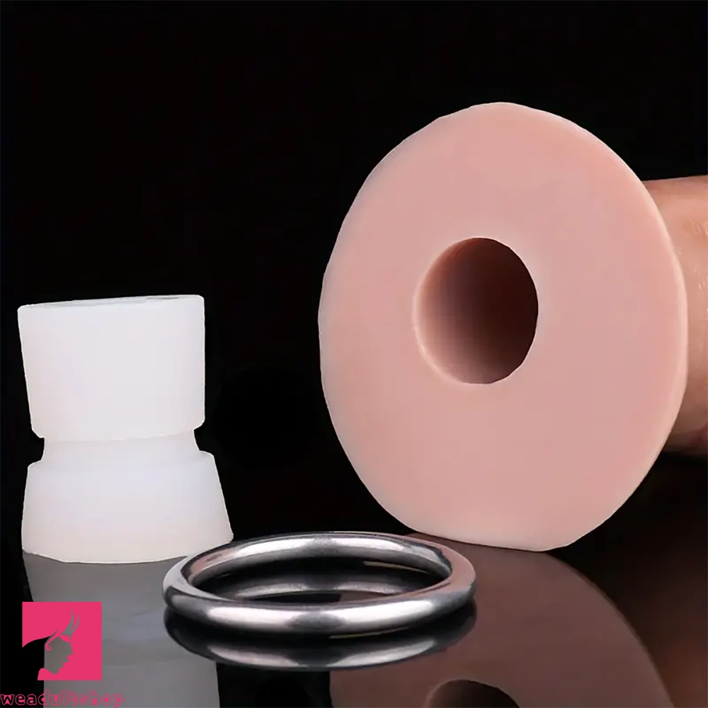 7.75in Inflatable Hollow Ovipositor Lay Eggs Silicone Cock Balls Dildo