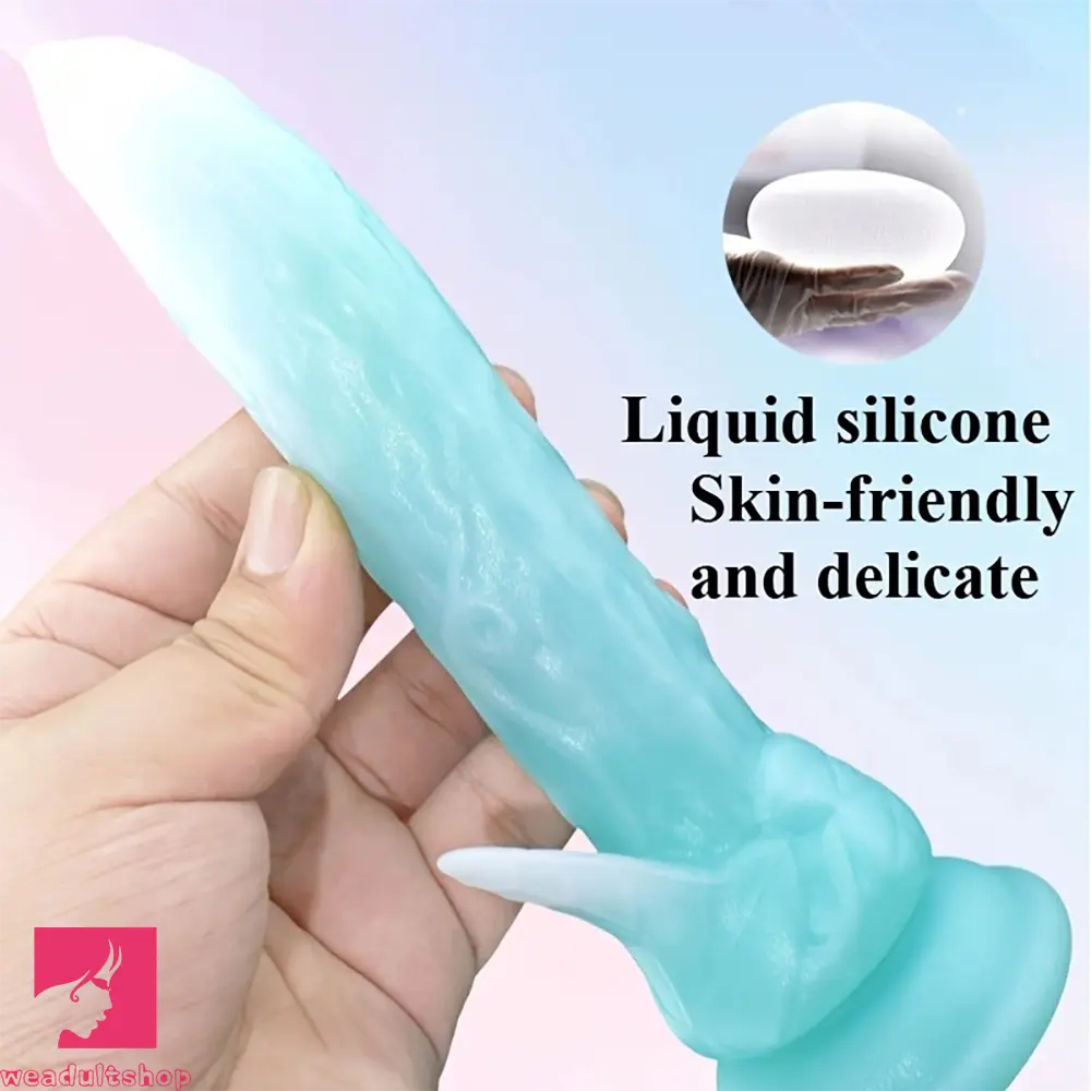 7.48in Glow-in-the-Dark Cucumber Silicone Realistic Dual-Use Cock Dildo