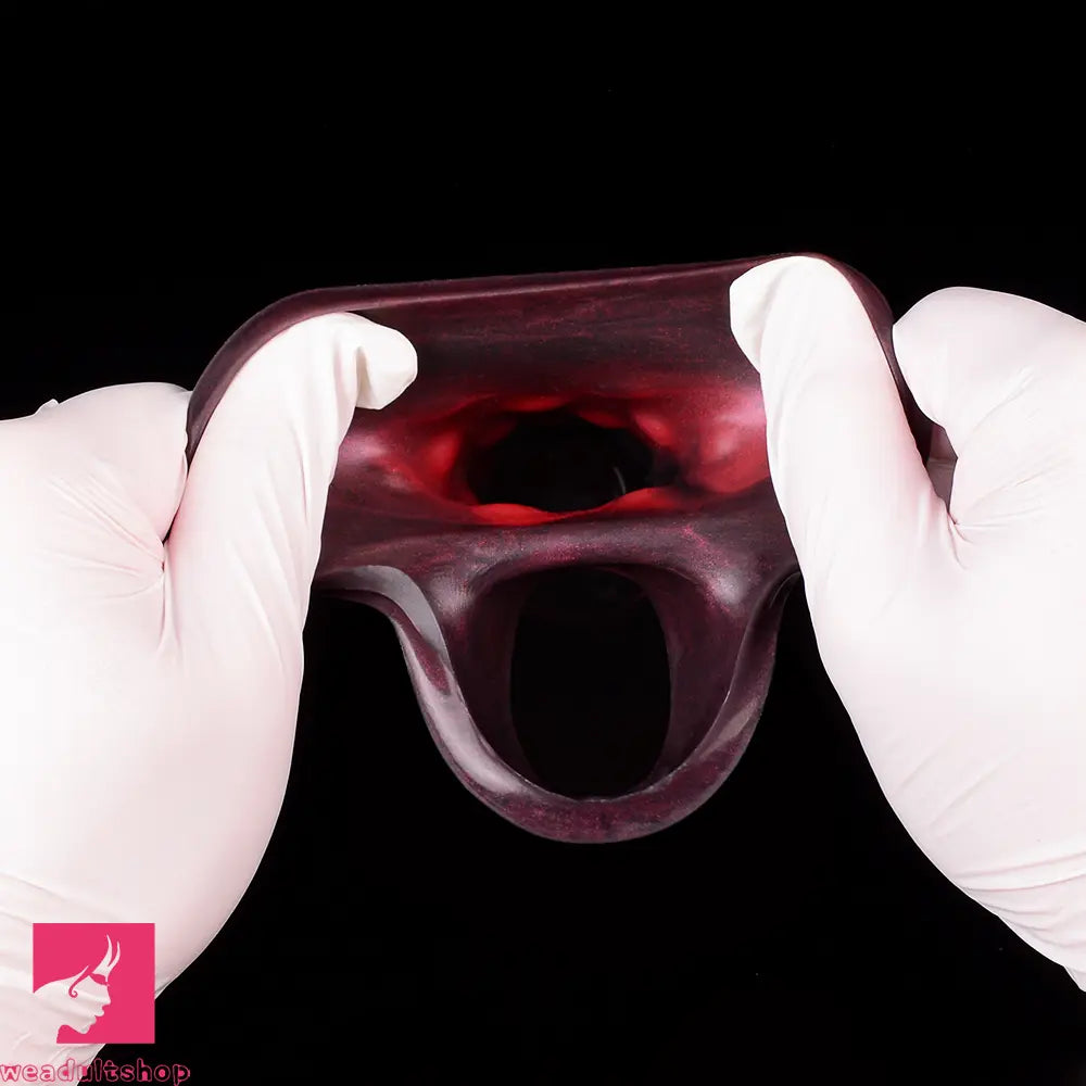 7.09in Silicone Cock Sleeve Knot Dildo Vibrating Hollow Cock Ring Penis Toy