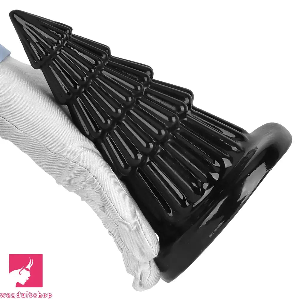 7.67in Christmas Tree PVC Black Extra Butt Plug Cock Dildo With Suction Cup