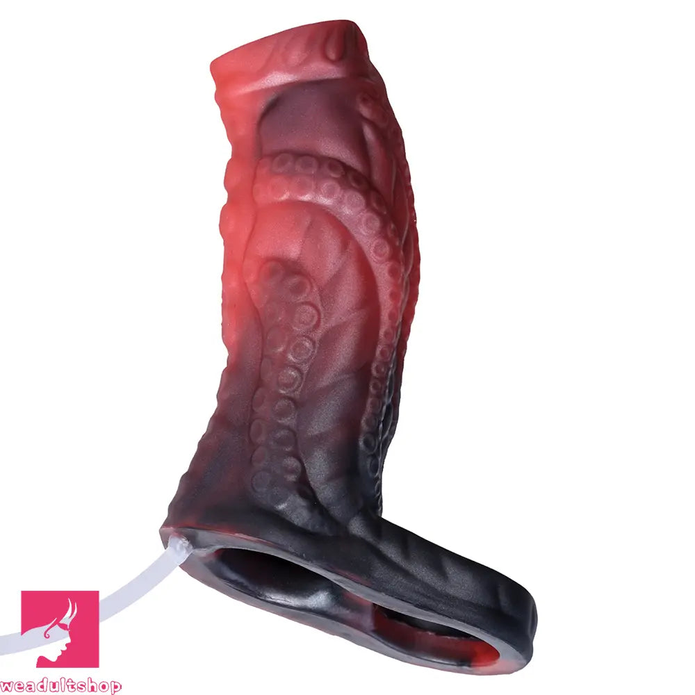 4.13in Squirting Tentacle Monster Dildo Sleeve Penis Ring For Couples Love