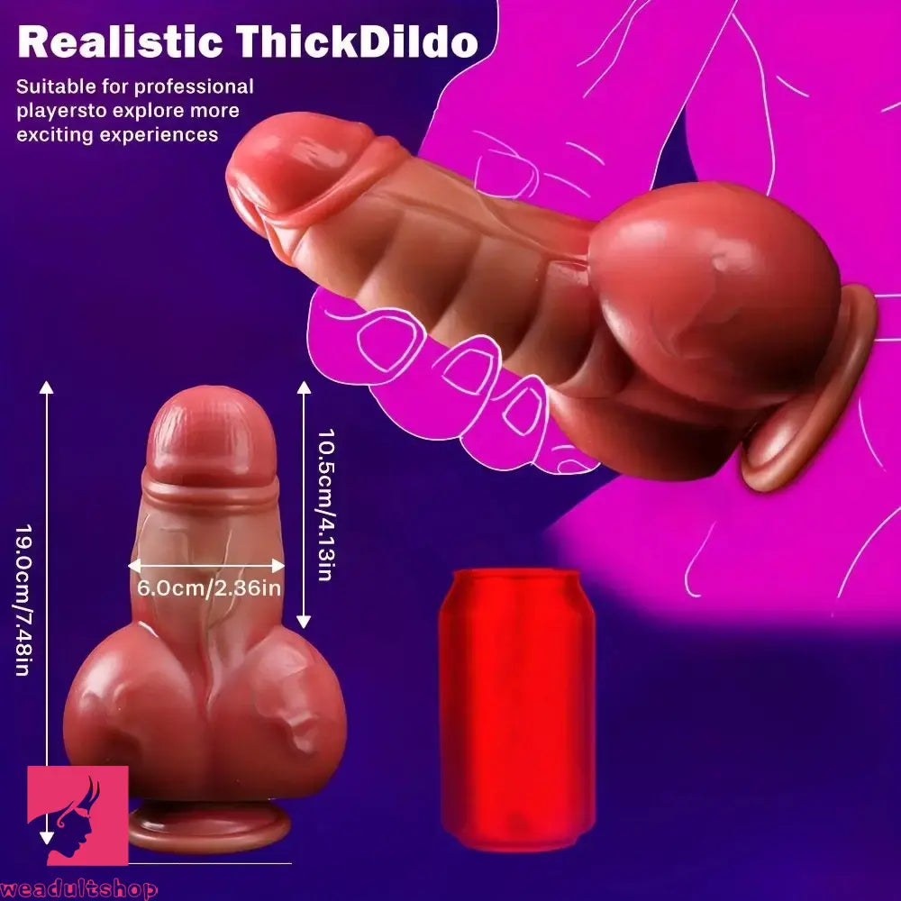7.48in Thick Short Phallic Silicone Soft Real Dildo With Useful Suction Cup