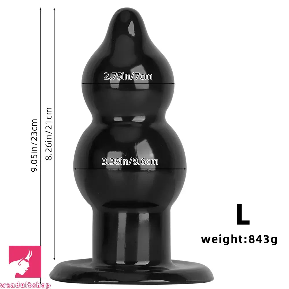 5.11in 9.05in Black Fantasy PVC Big Thick Butt Plug Dildo Cock Stimulator