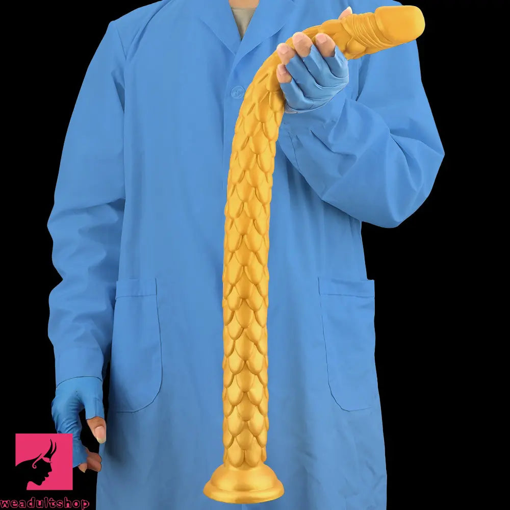 24.4in Gold Silicone Extra-long Scales Huge Dildo For Women Men Cock