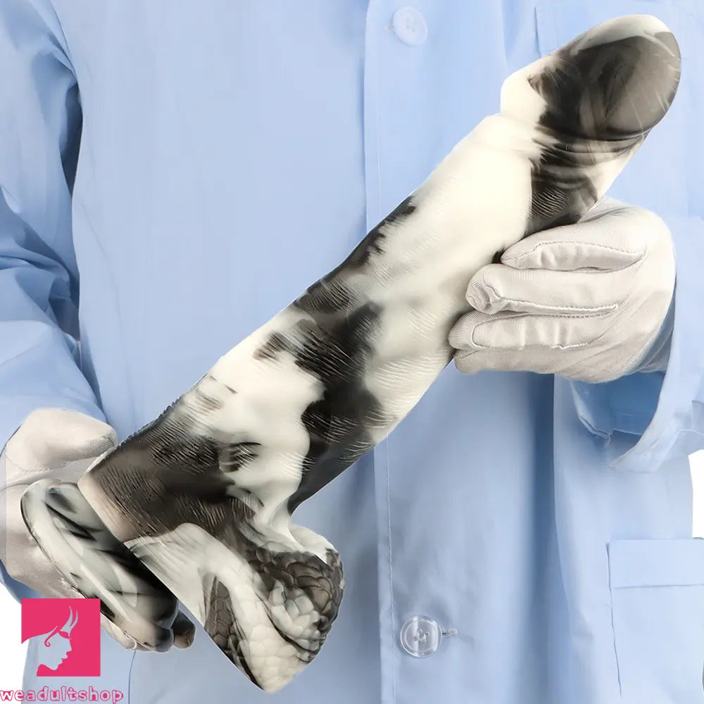 13.38in Black White Mixed Color PVC Extra Huge Long Thick Male Dildo