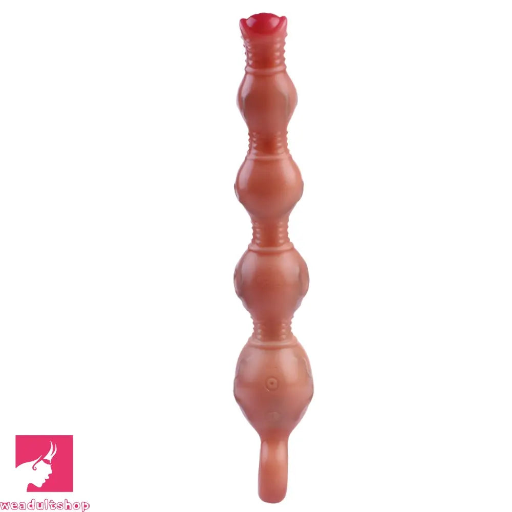 10.5in Big Vibrating Silicone Soft Pulling Beads G Spot Dildo With 3 Motors