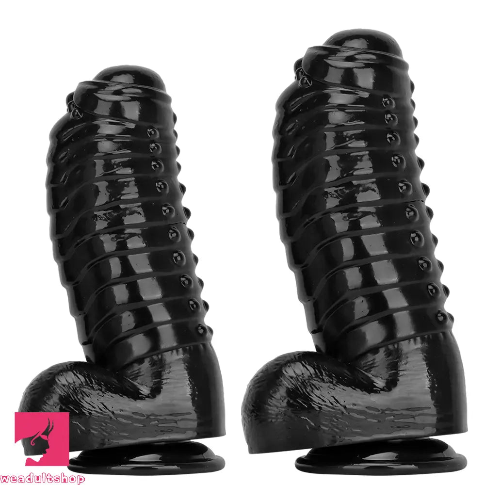 12.2in 13.38in Black PVC Large Thick Giant Caterpillar Clit Dilation Dildo